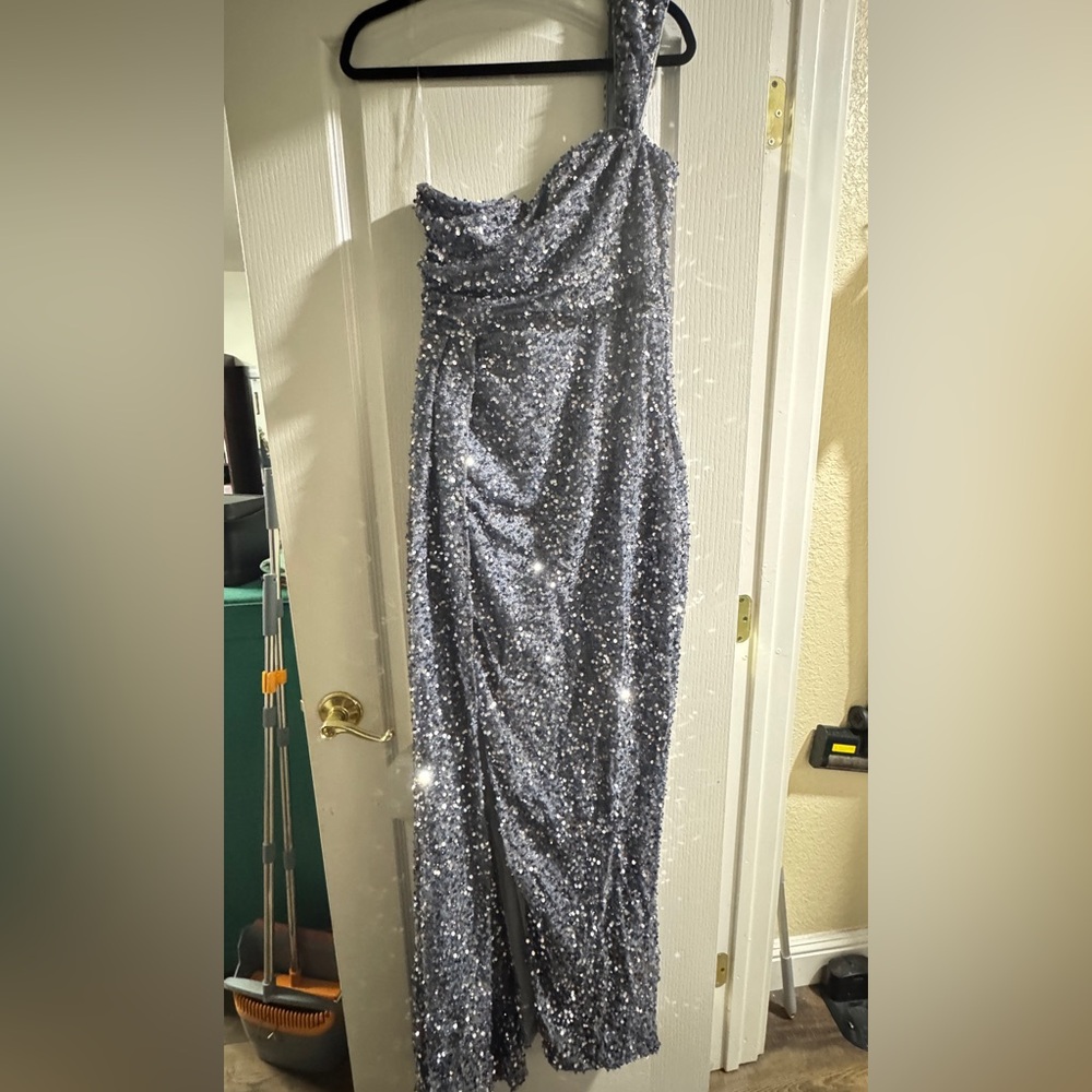Elegant One Shoulder Sequin Gown